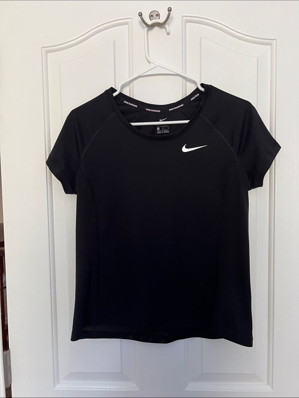 Nike Women’s Black Short Sleeve Dri-FIT Tee with White Swoosh